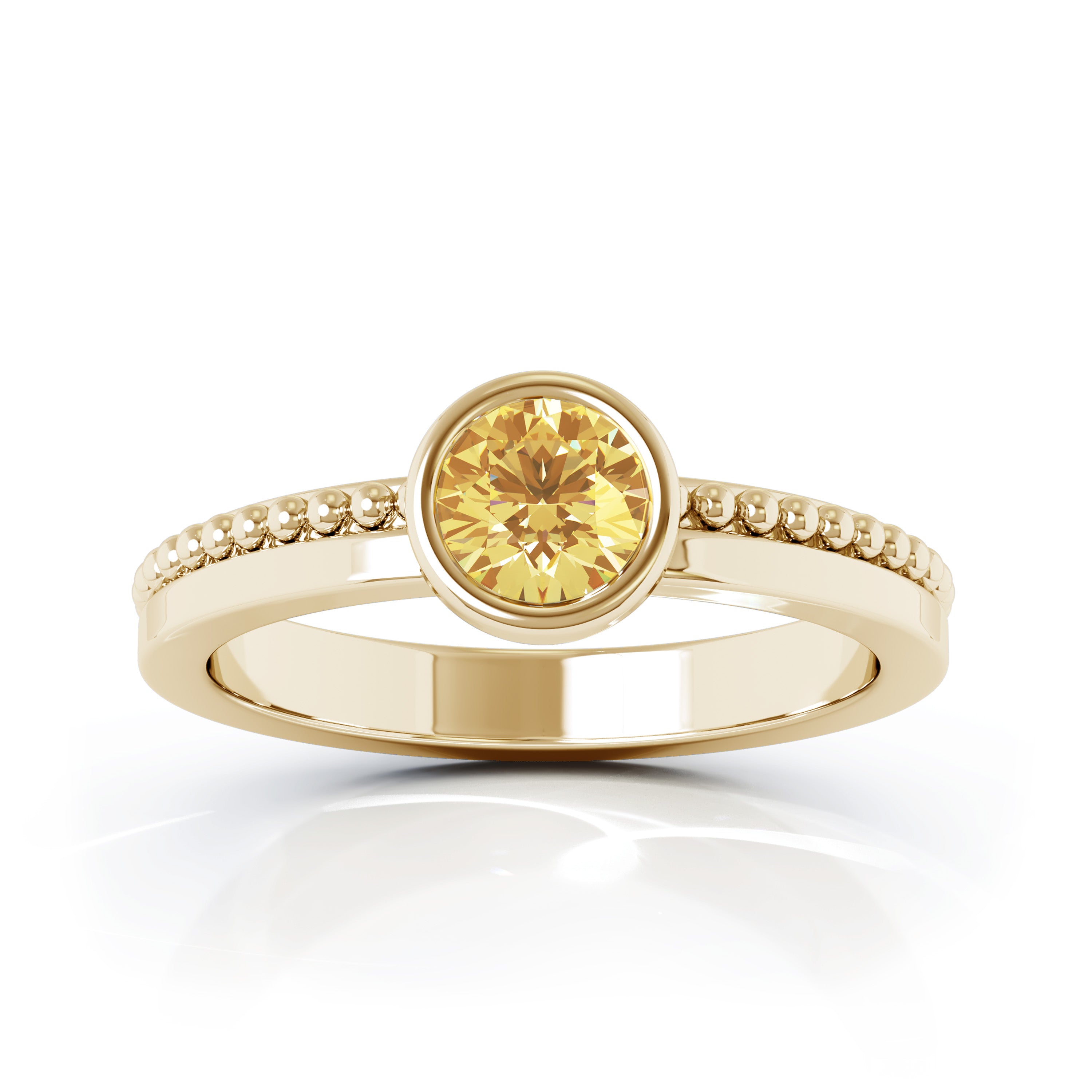 Bezel 5MM Citrine Bead Style Ring in 14K Gold