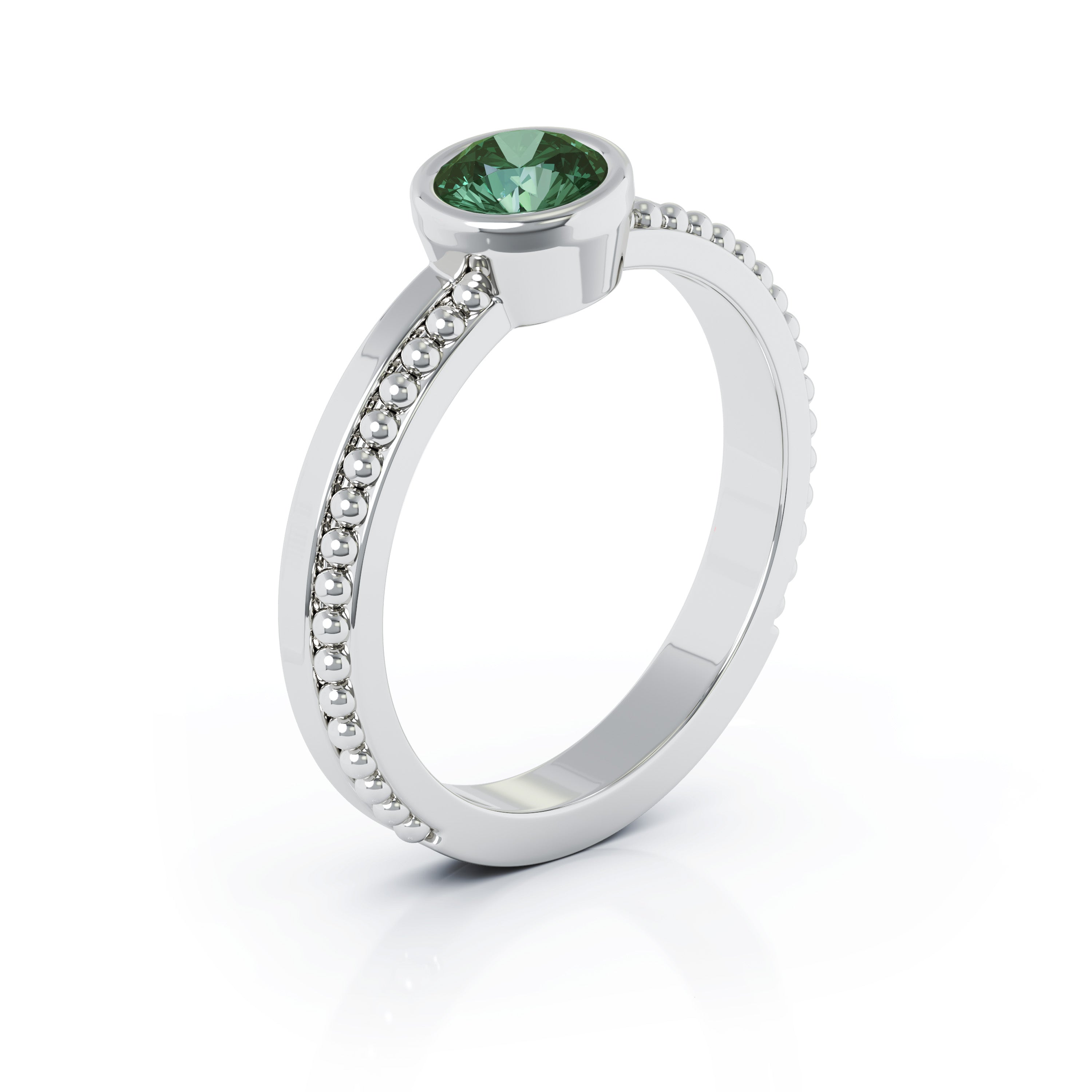 Bezel 5MM Tourmaline Bead Ring in 14K Gold