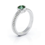 14K Gold Bezel 5MM Green Tourmaline Bead Style Ring
