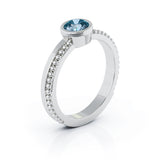 14K Gold Bezel 5MM London Blue Topaz Bead Style Ring
