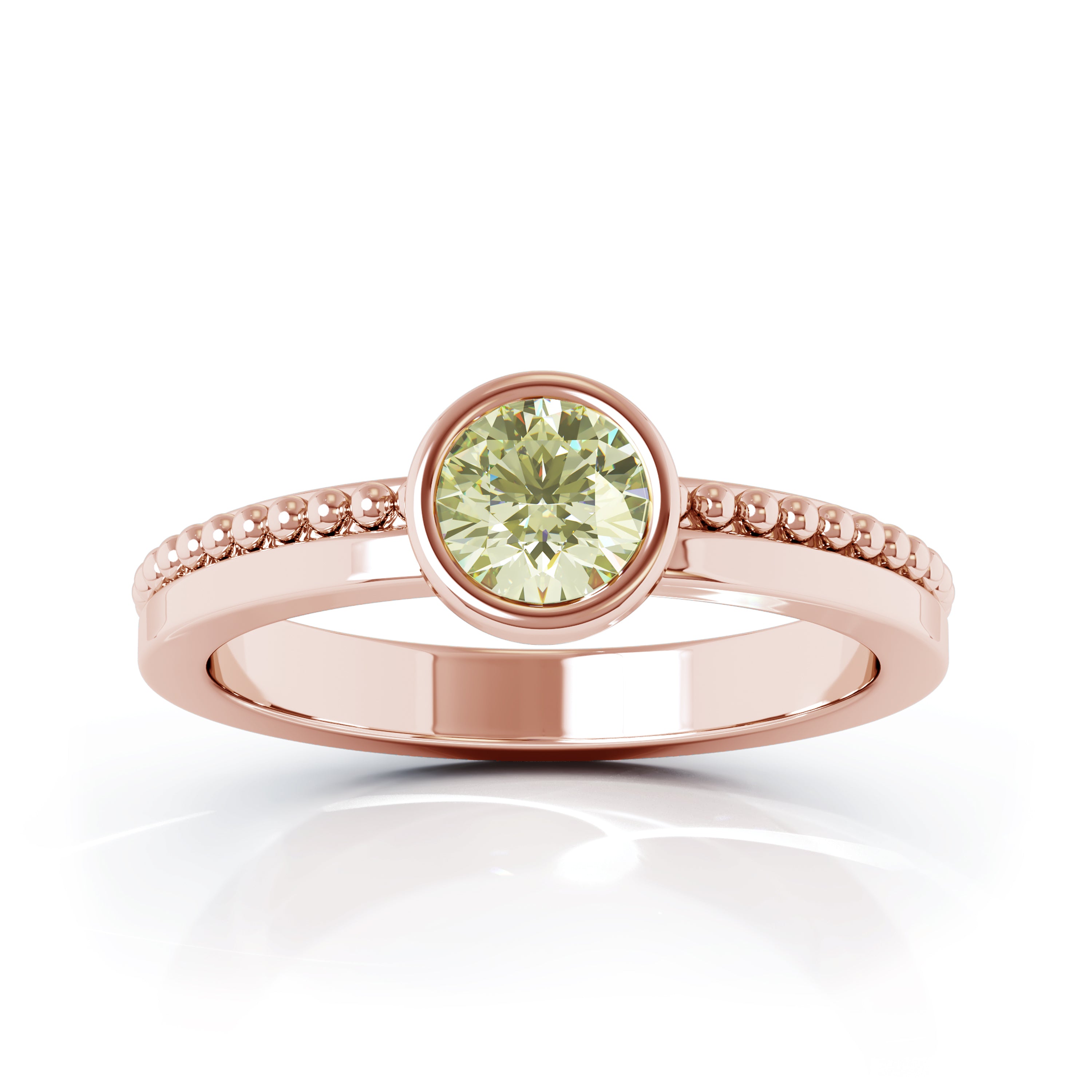 Bezel 5MM Peridot Bead Style Ring in 14K Gold