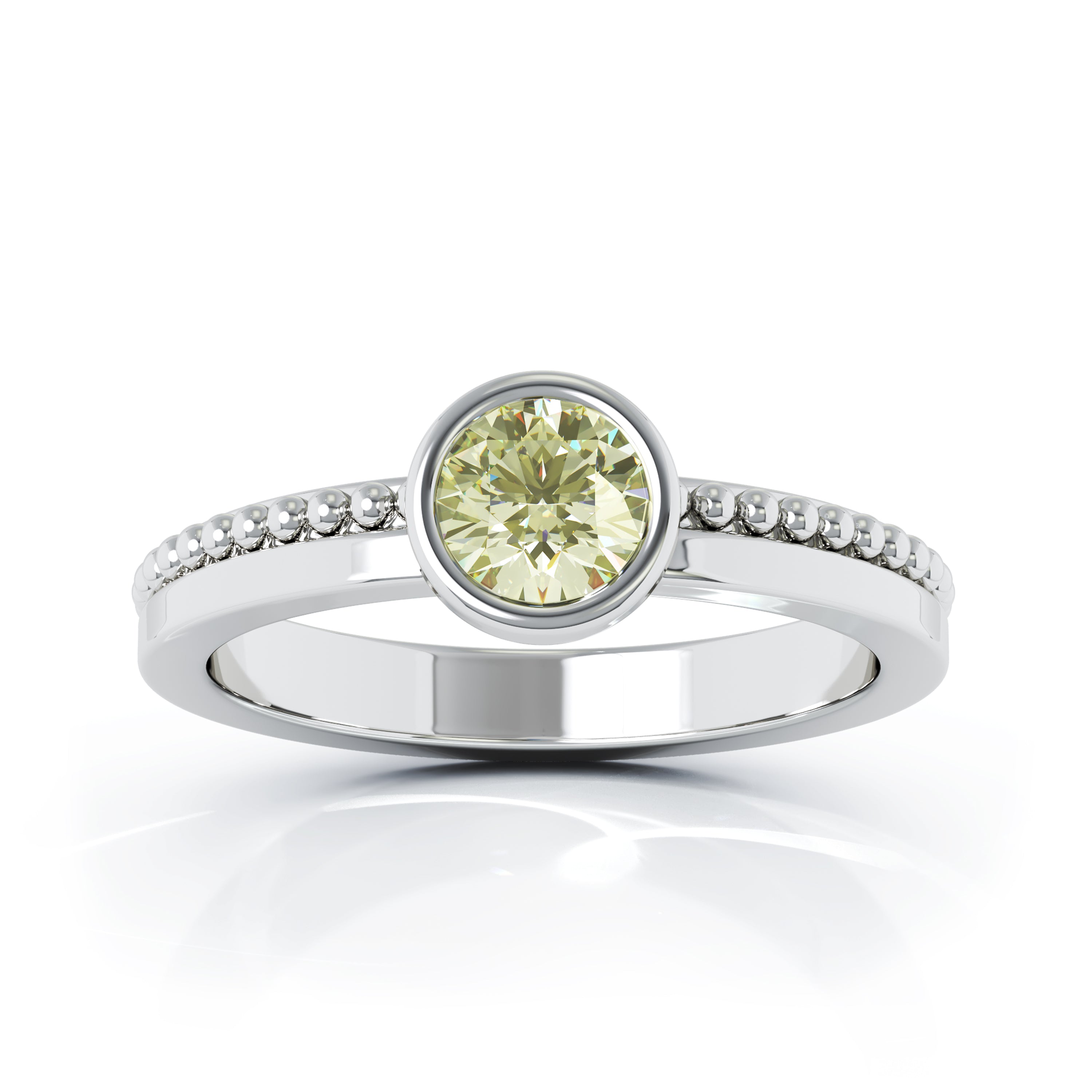 Bezel 5MM Peridot Bead Style Ring in 14K Gold