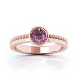 14K Gold Bezel 5MM Pink Tourmaline Bead Style Ring