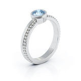 14K Gold Bezel 5MM Swiss Blue Topaz Bead Style Ring