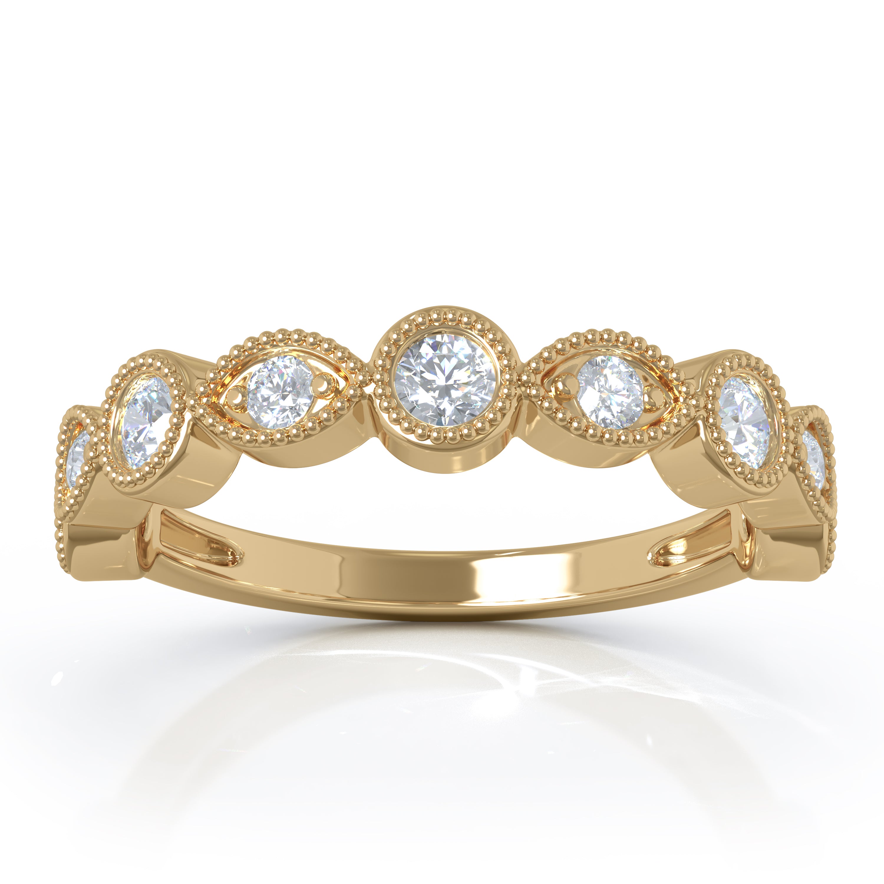 0.42Ct Diamond Milligrain Wedding Band in 14K Gold