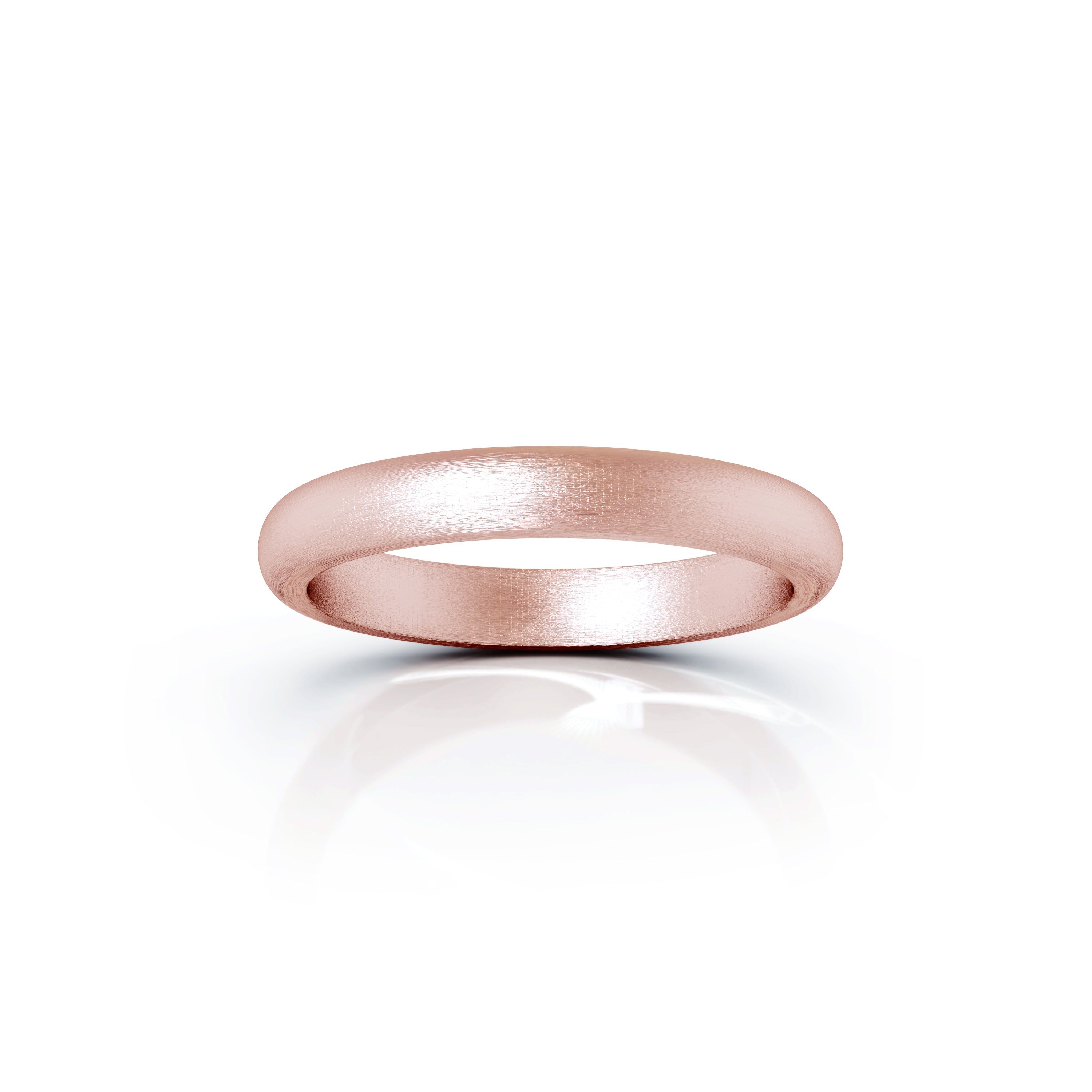 Domed Profile 3MM Matte Finish Wedding Band in 14K Gold