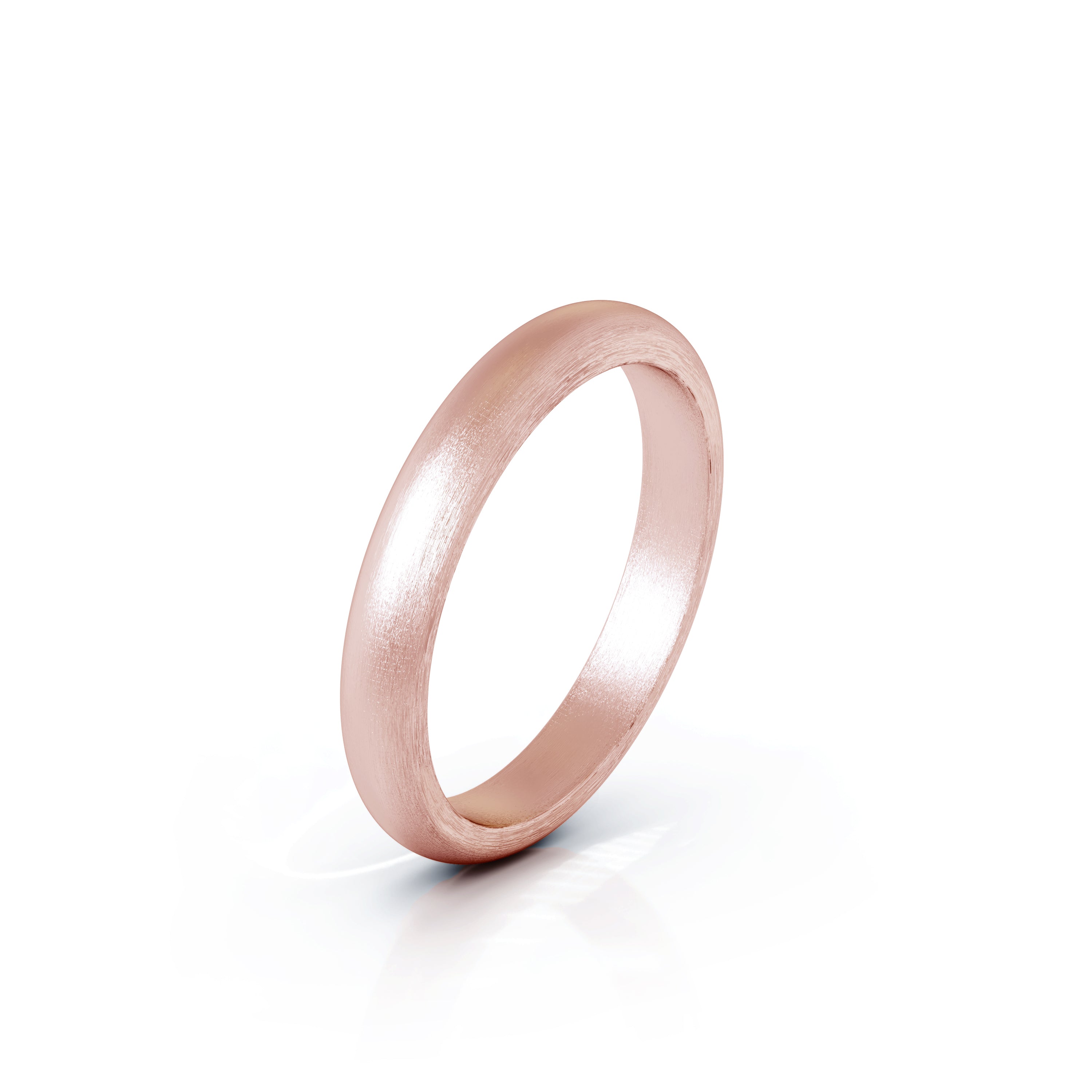 Domed Profile 3MM Matte Finish Wedding Band in 14K Gold