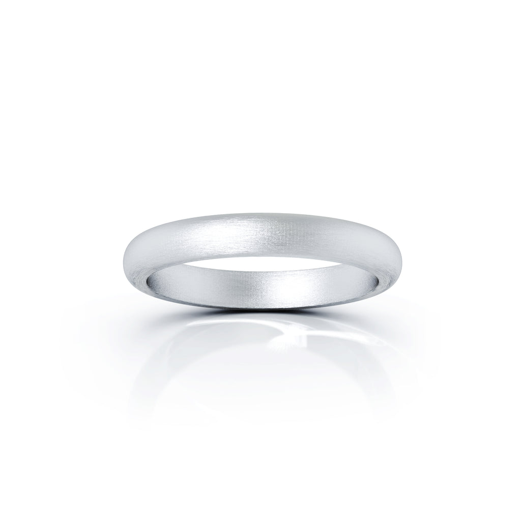 14K Gold Domed Profile 3MM Matte Finish Wedding Band