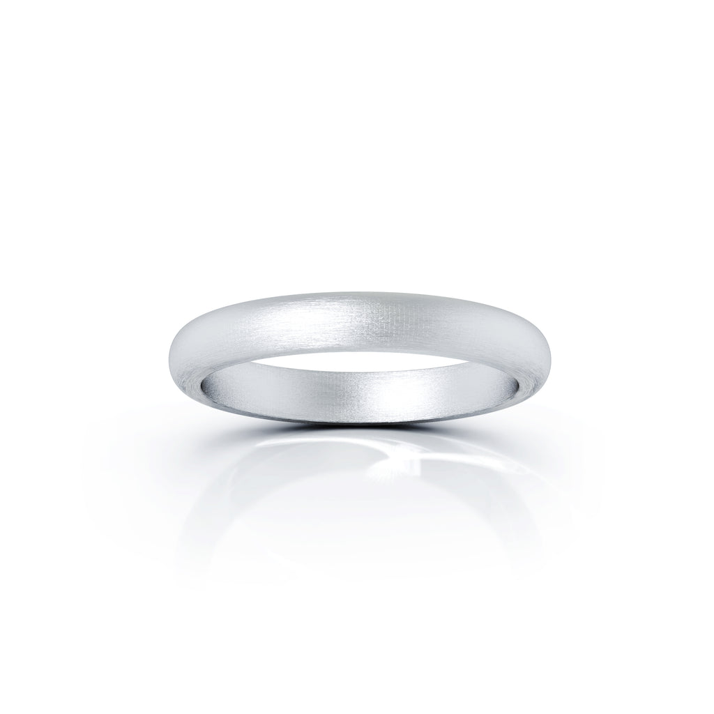 Sterling Silver Domed Profile 3MM Matte Finish Wedding Band