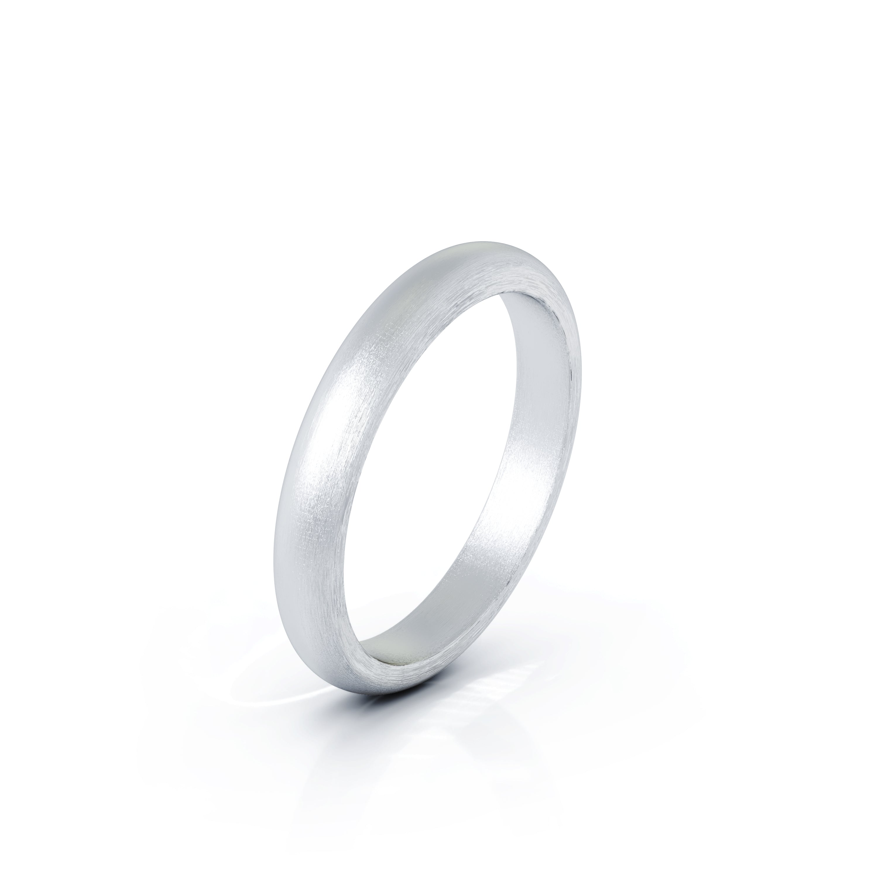 Domed Profile 3MM Matte Finish Wedding Band in 14K Gold