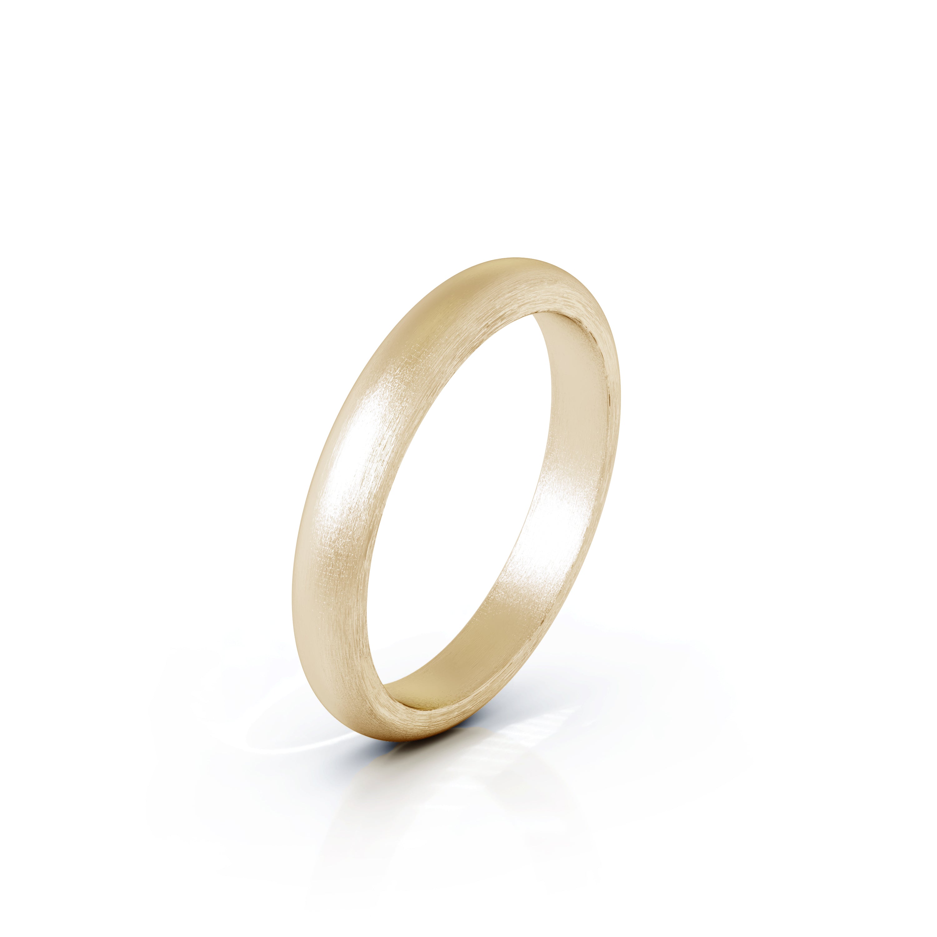 Domed Profile 3MM Matte Finish Wedding Band in 14K Gold