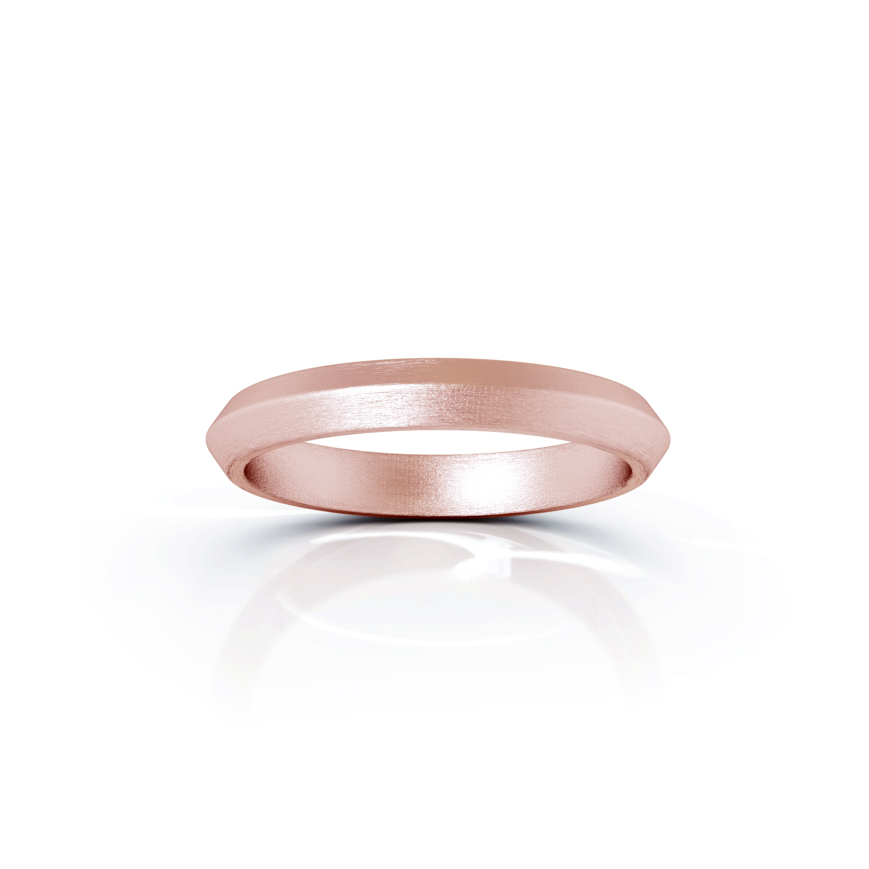 Triangle Profile 3MM Matte Finish Wedding Band in 14K Gold