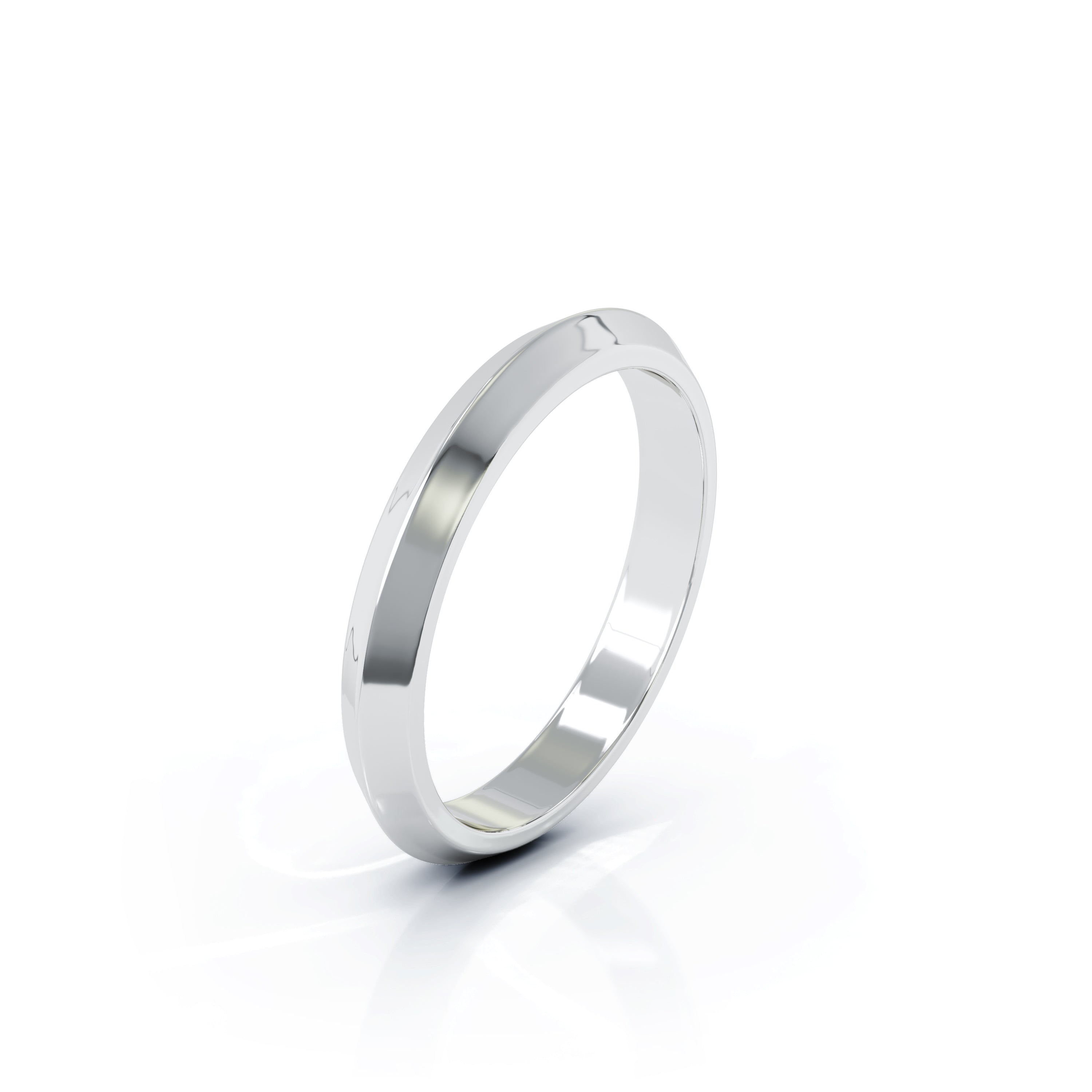 Triangle Profile 3MM High Polished Wedding Band in 14K Gold
