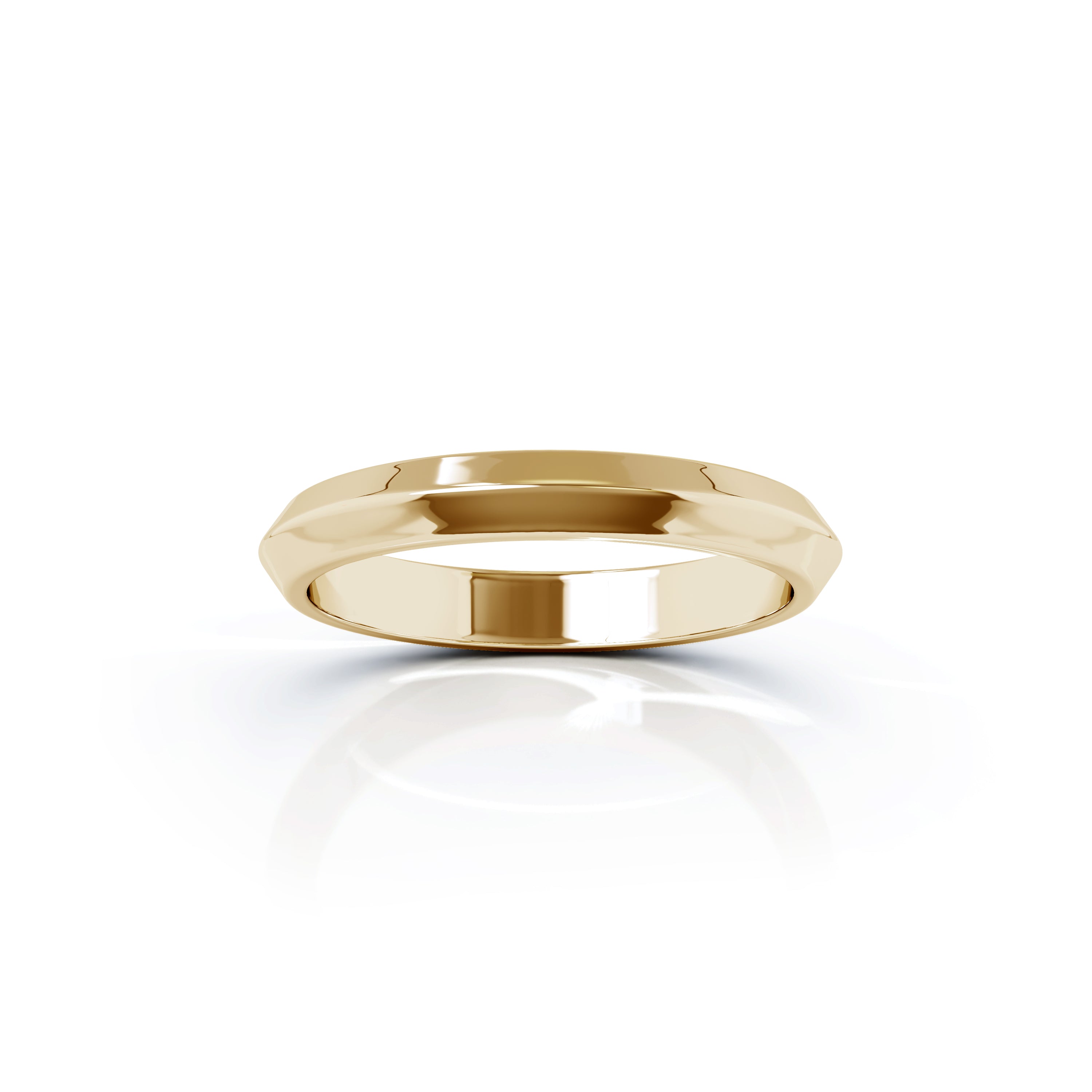 Triangle Profile 3MM High Polished Wedding Band in 14K Gold