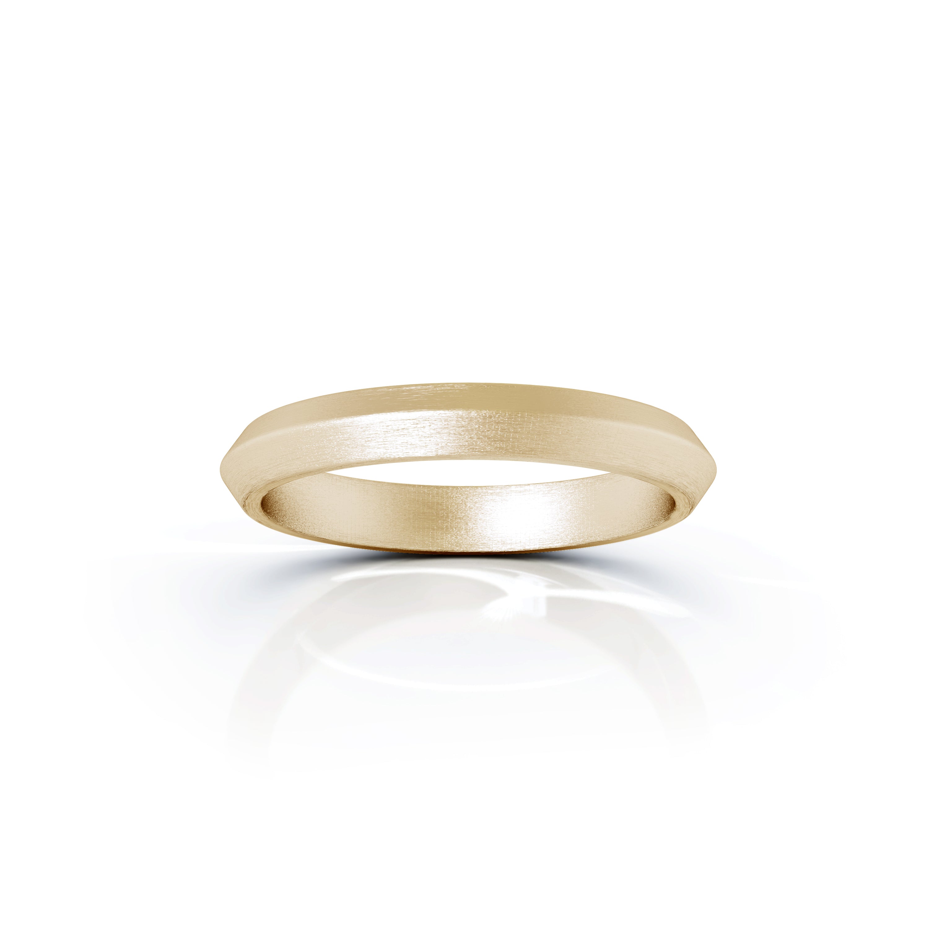 Triangle Profile 3MM Matte Finish Wedding Band in 14K Gold