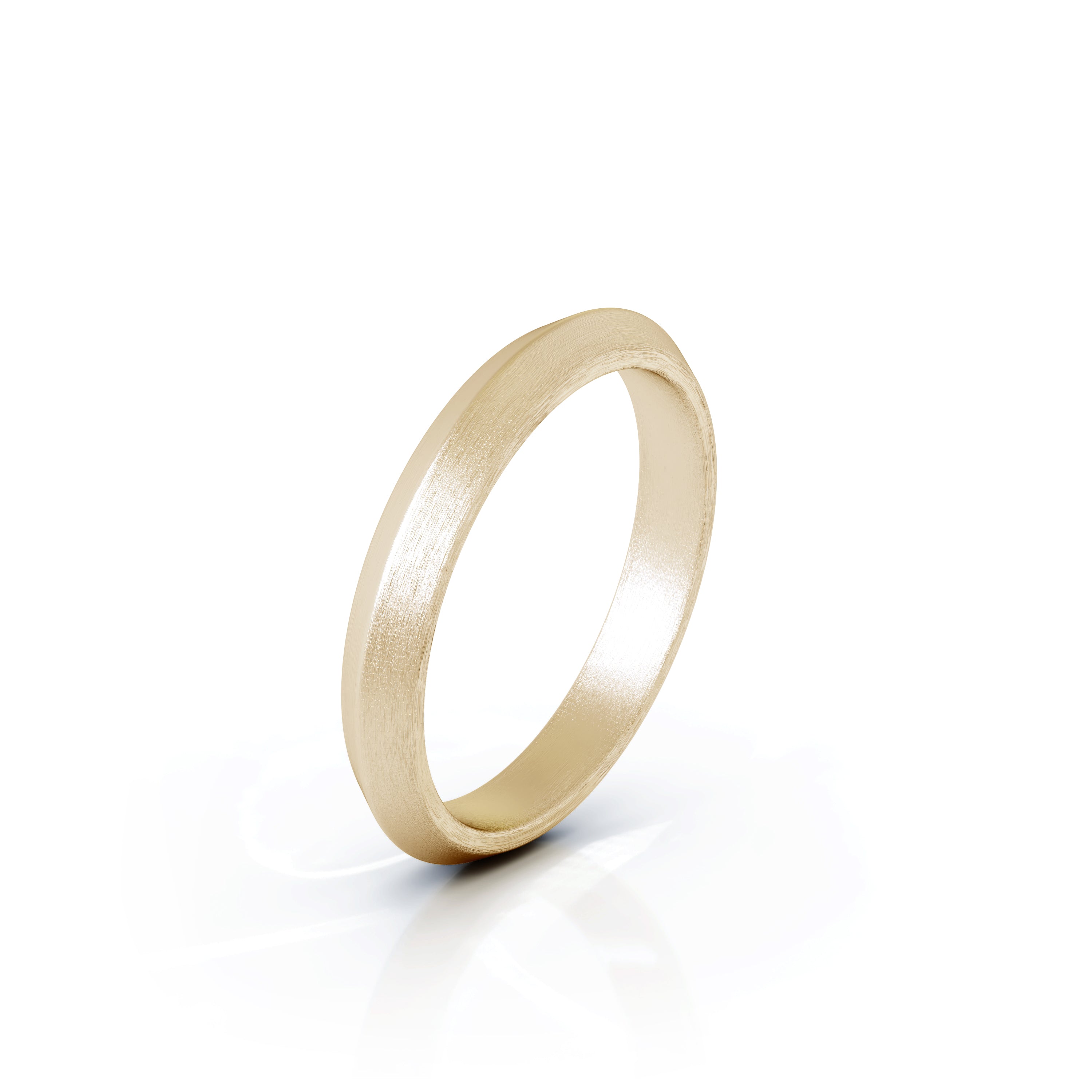 Triangle Profile 3MM Matte Finish Wedding Band in 14K Gold