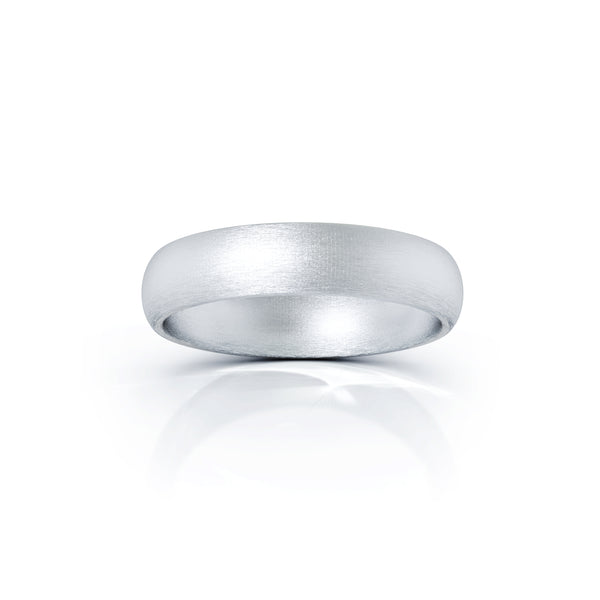 Sterling Silver Domed Profile 4.5MM Matte Finish Wedding Band