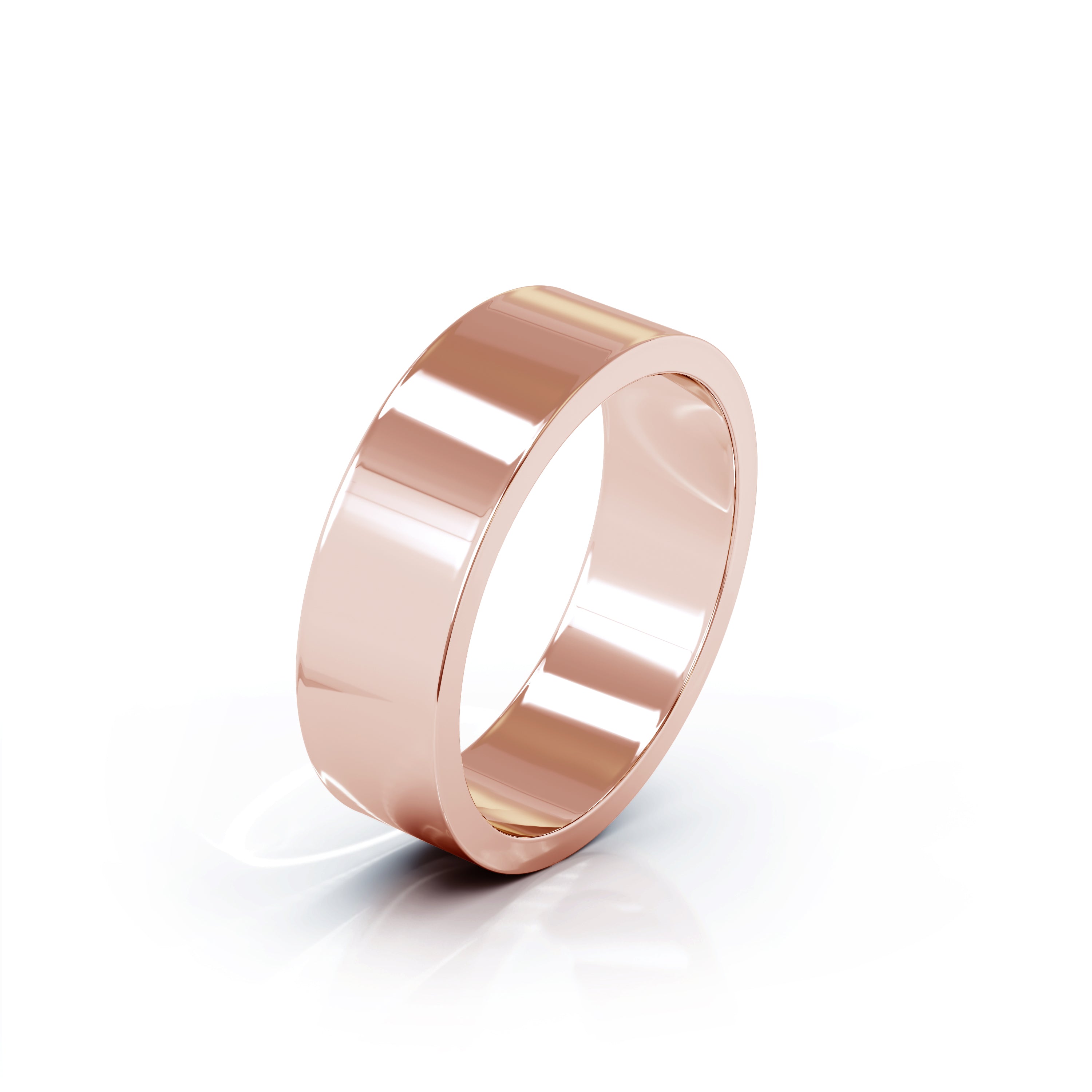 Square Profile 6MM High Polished Wedding Band in 14K Gold