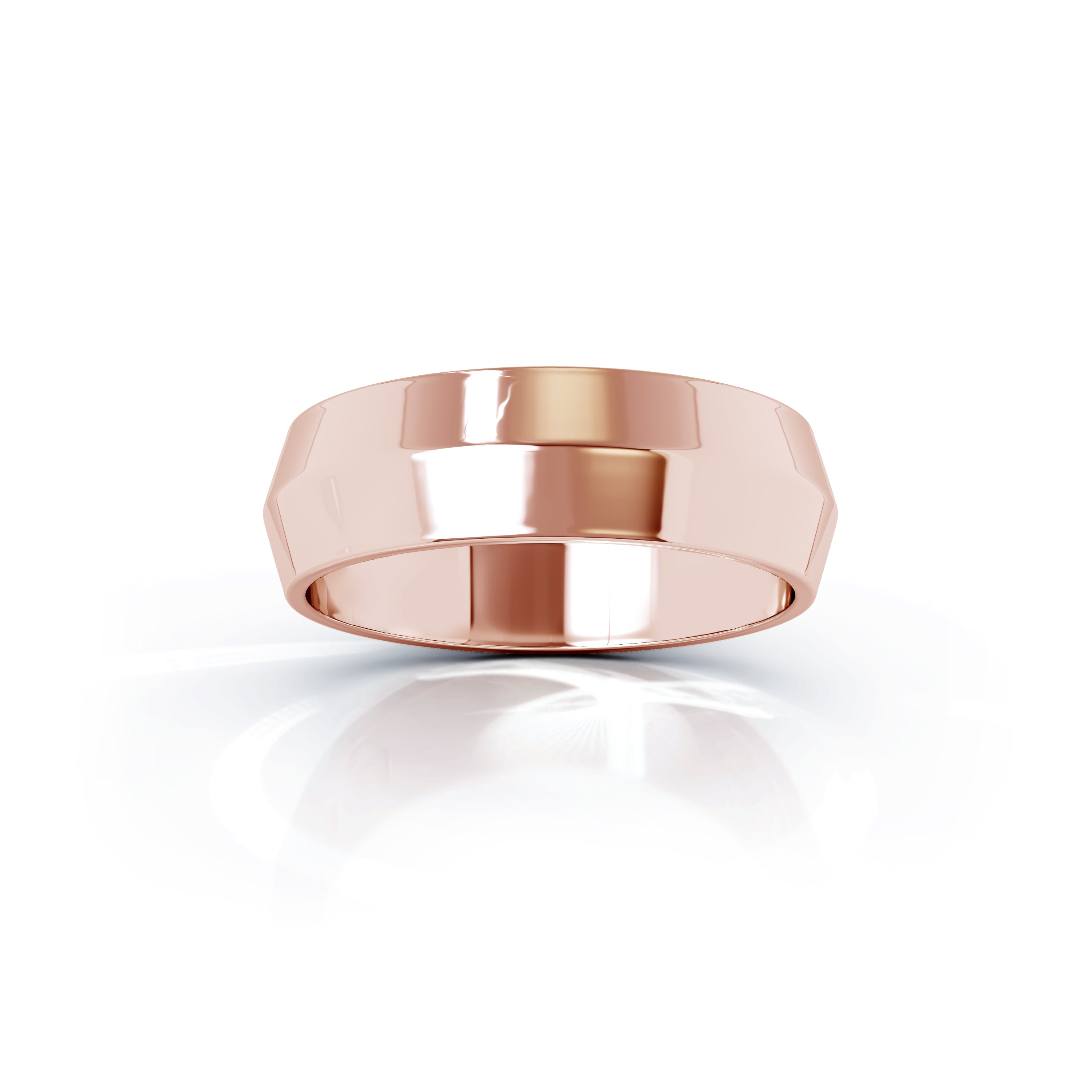 Triangle Profile 6MM High Polished Wedding Band in 14K Gold