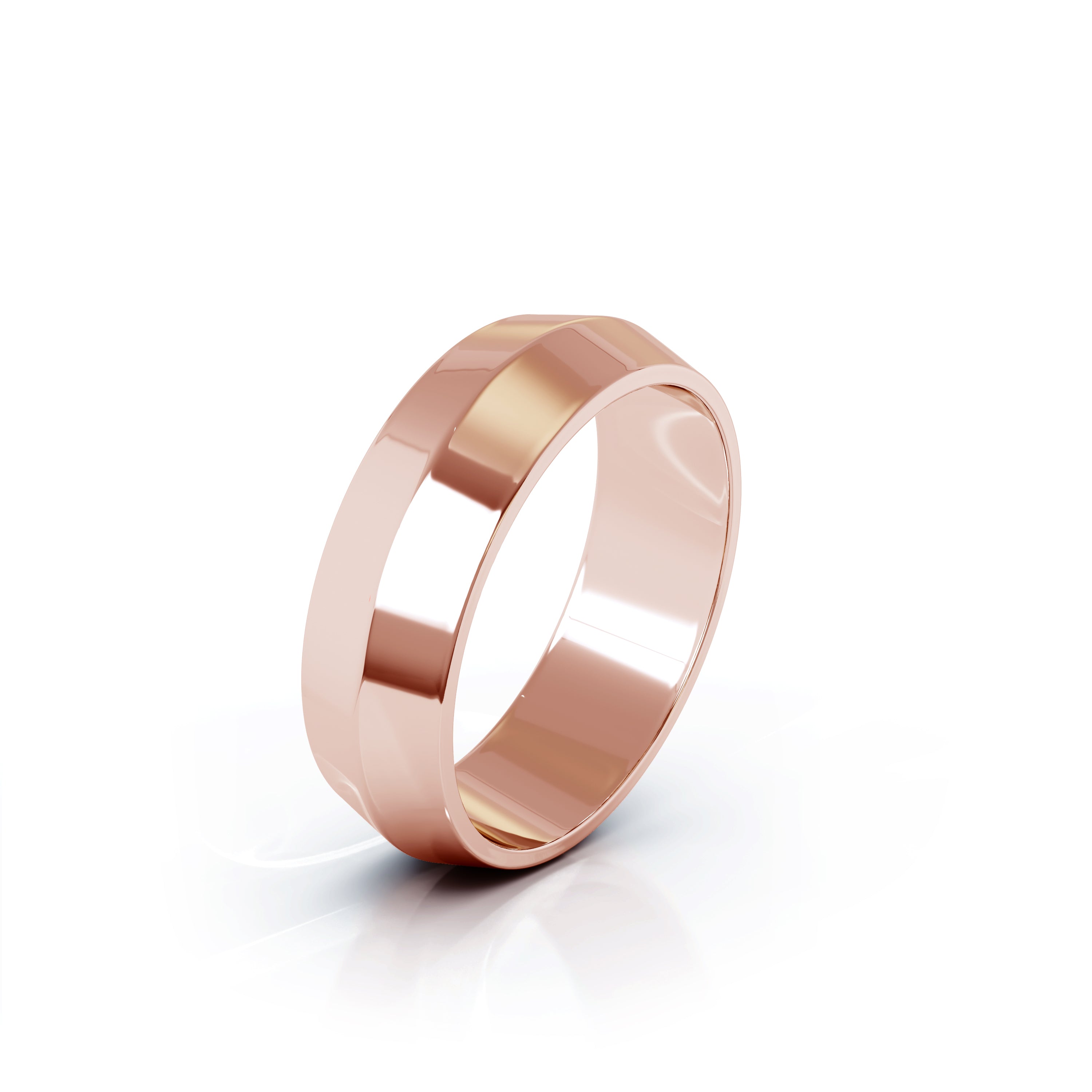 Triangle Profile 6MM High Polished Wedding Band in 14K Gold
