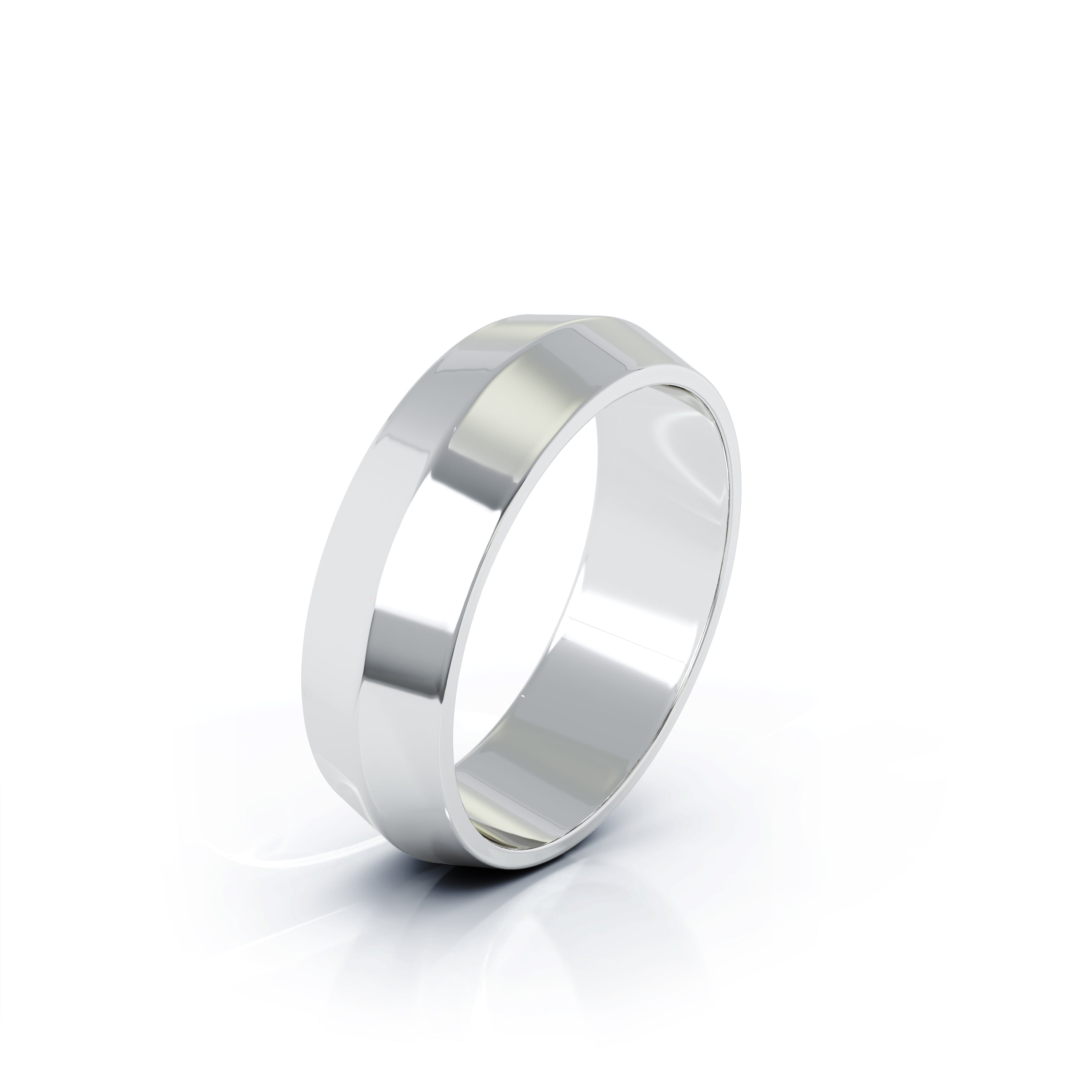 Triangle Profile 6MM High Polished Wedding Band in 14K Gold