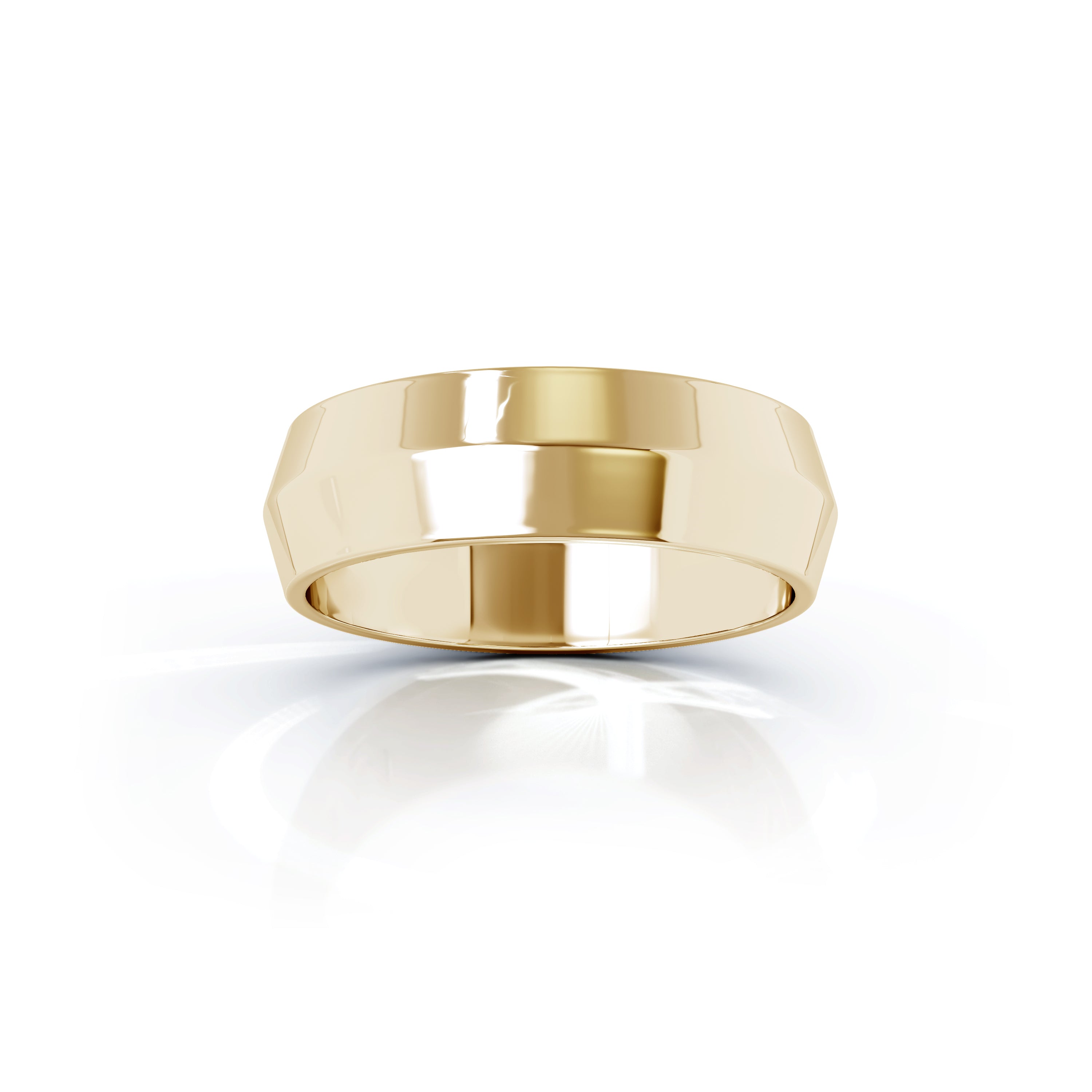 Triangle Profile 6MM High Polished Wedding Band in 14K Gold