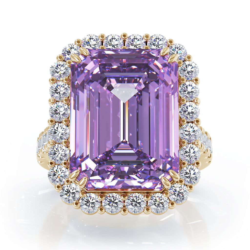 Emerald cut amethyst and diamond ring Clearance