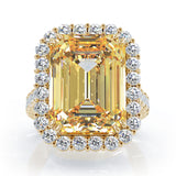 14K Gold Emerald Cut Citrine & Diamond Ring (1.35 CT, G-H, SI2-I1)