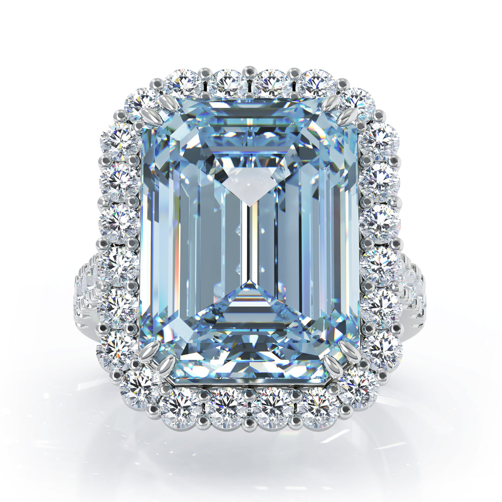 14K Gold Emerald Cut Blue Topaz & Diamond Ring (1.35 CT, G-H, SI2-I1)