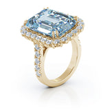 14K Gold Emerald Cut Blue Topaz & Diamond Ring (1.35 CT, G-H, SI2-I1)