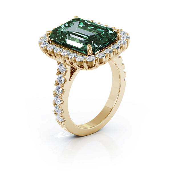 14K Gold Emerald Cut Green Tourmaline & Diamond Ring (1.45 CT, G-H, SI2-I1)