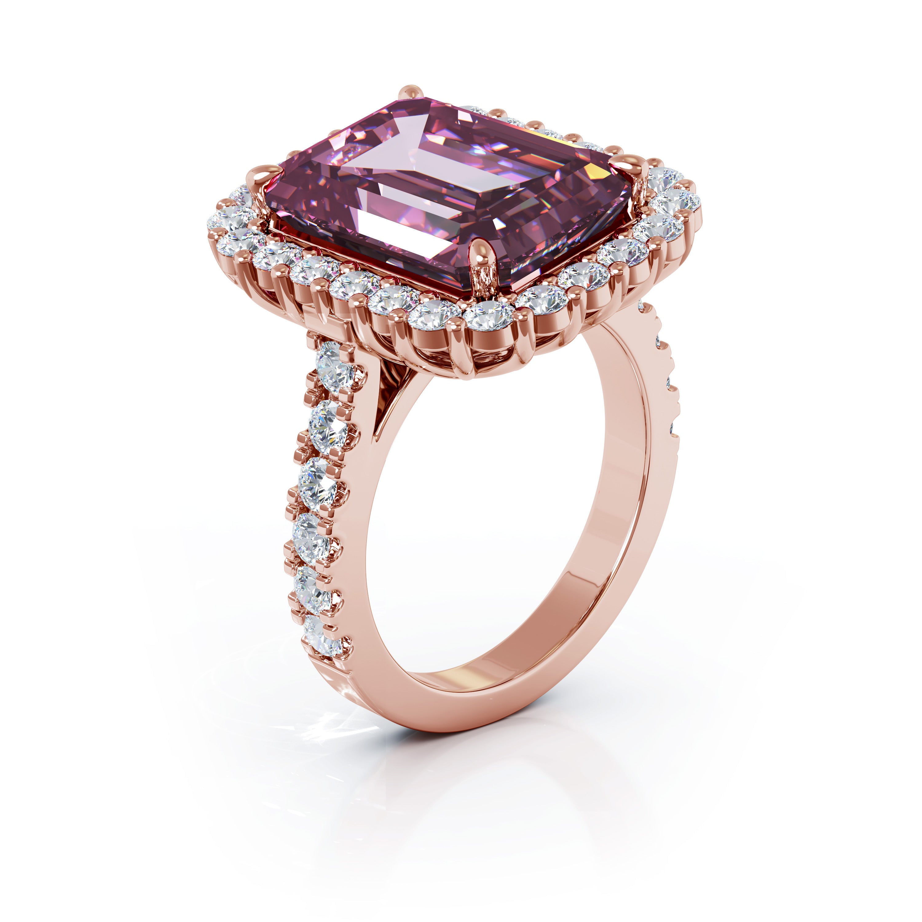 Emerald Cut Tourmaline & 1.45Ct Diamond Ring in 14K Gold