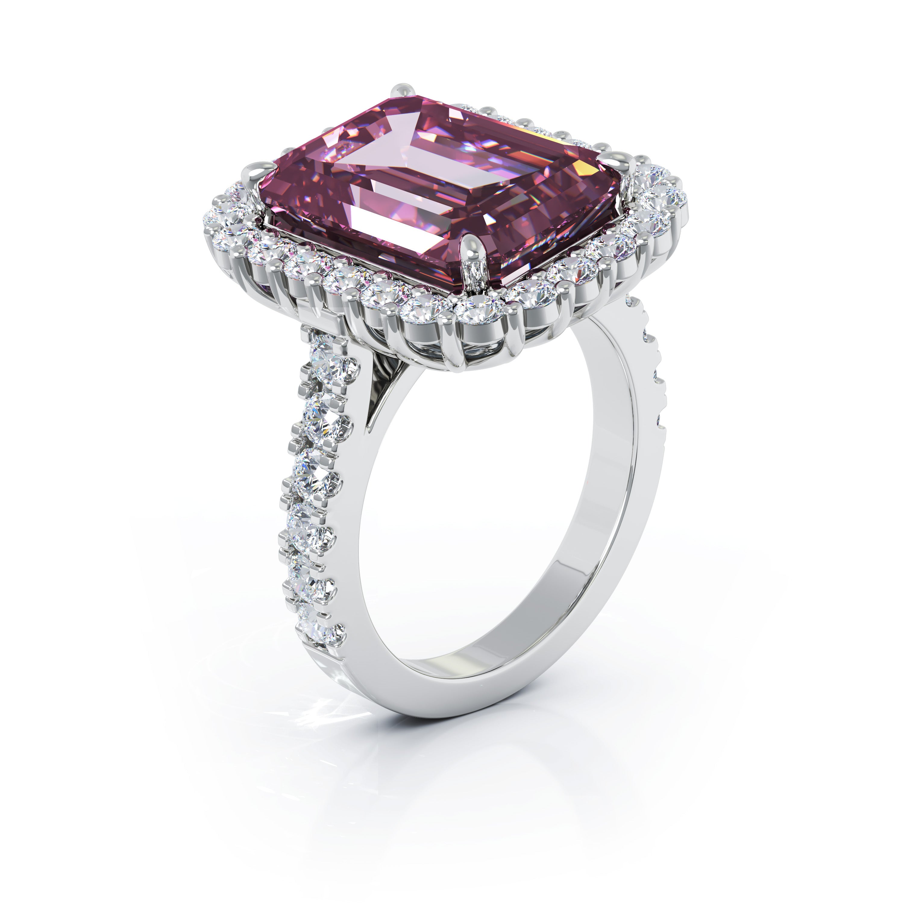 Emerald Cut Tourmaline & 1.45Ct Diamond Ring in 14K Gold