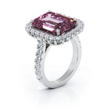 14K Gold Emerald Cut Pink Tourmaline & Diamond Ring (1.45 CT, G-H, SI2-I1)