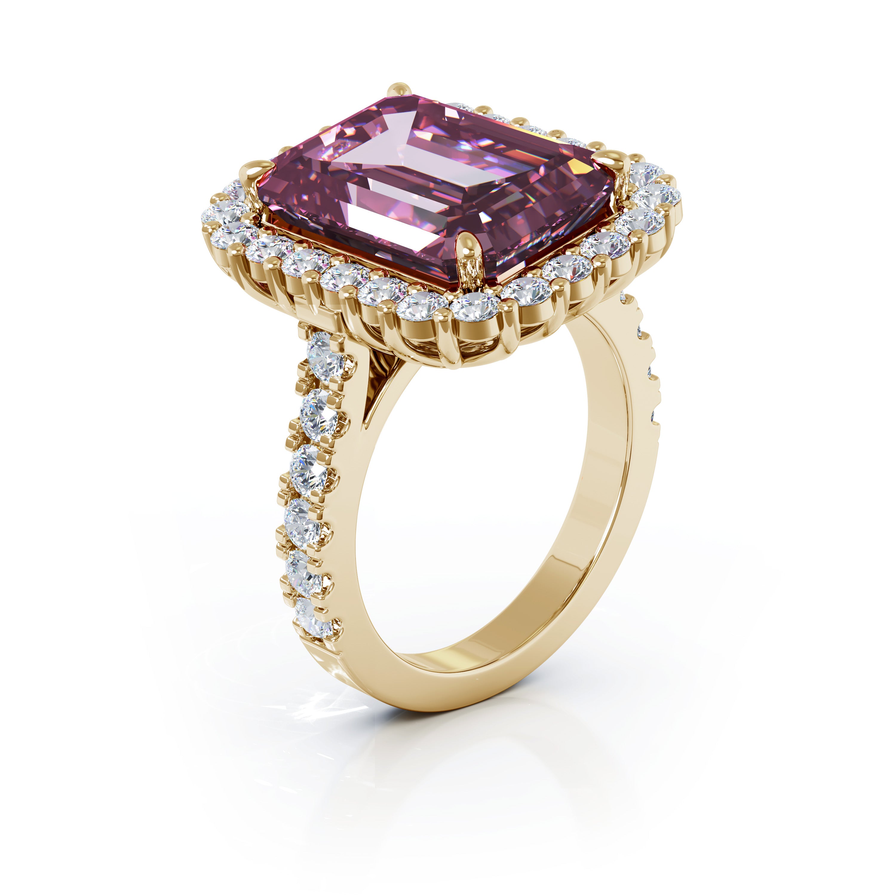 Emerald Cut Tourmaline & 1.45Ct Diamond Ring in 14K Gold