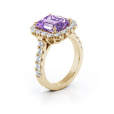 14K Gold Emerald Cut Amethyst & Diamond Ring (1.30 CT, G-H, SI2-I1)