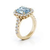 14K Gold Emerald Cut Swiss Blue Topaz & Diamond Ring (1.30 CT, G-H, SI2-I1)