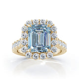 14K Gold Emerald Cut Swiss Blue Topaz & Diamond Ring (1.30 CT, G-H, SI2-I1)
