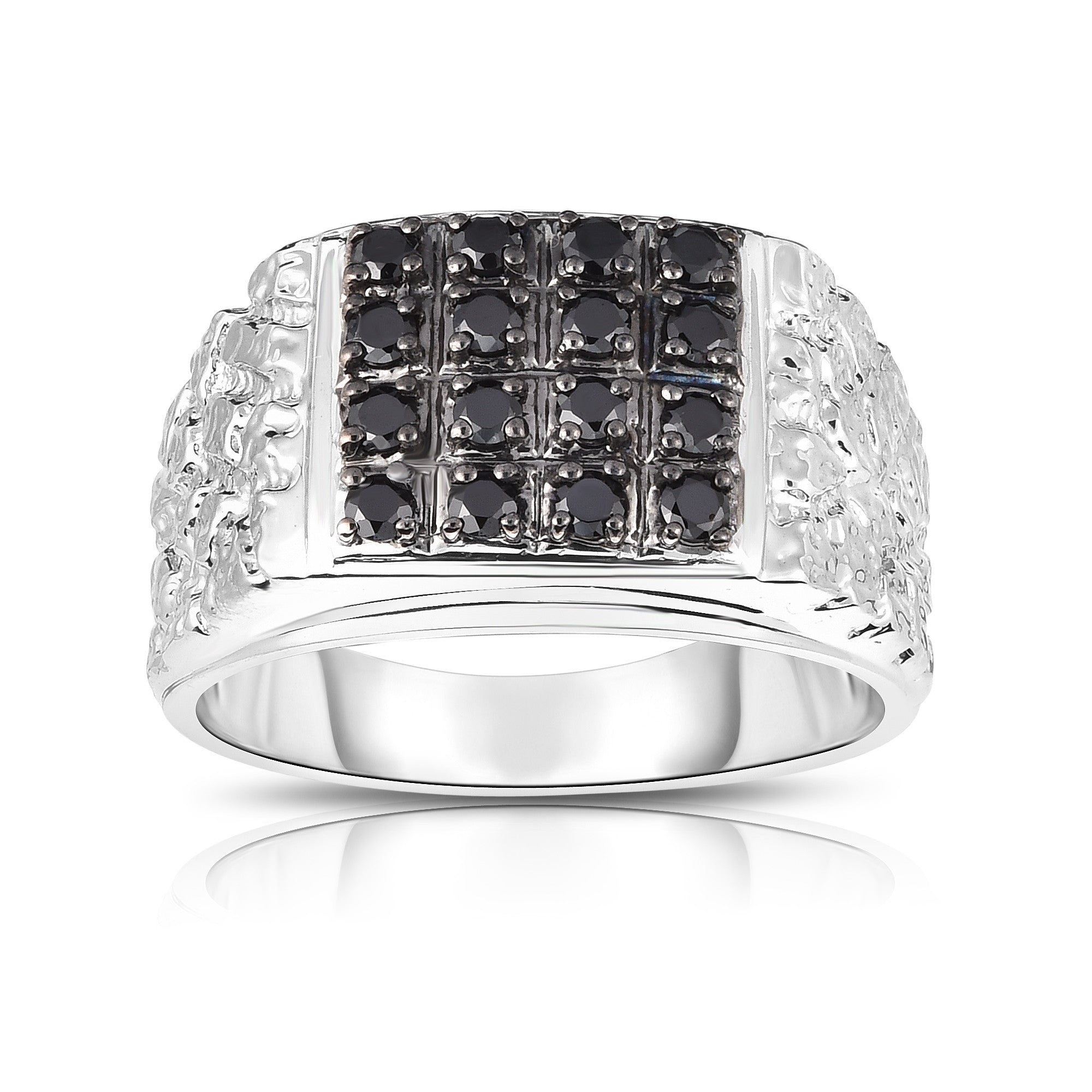 0.53Ct  Black Diamond Men's Ring in 14K White Gold