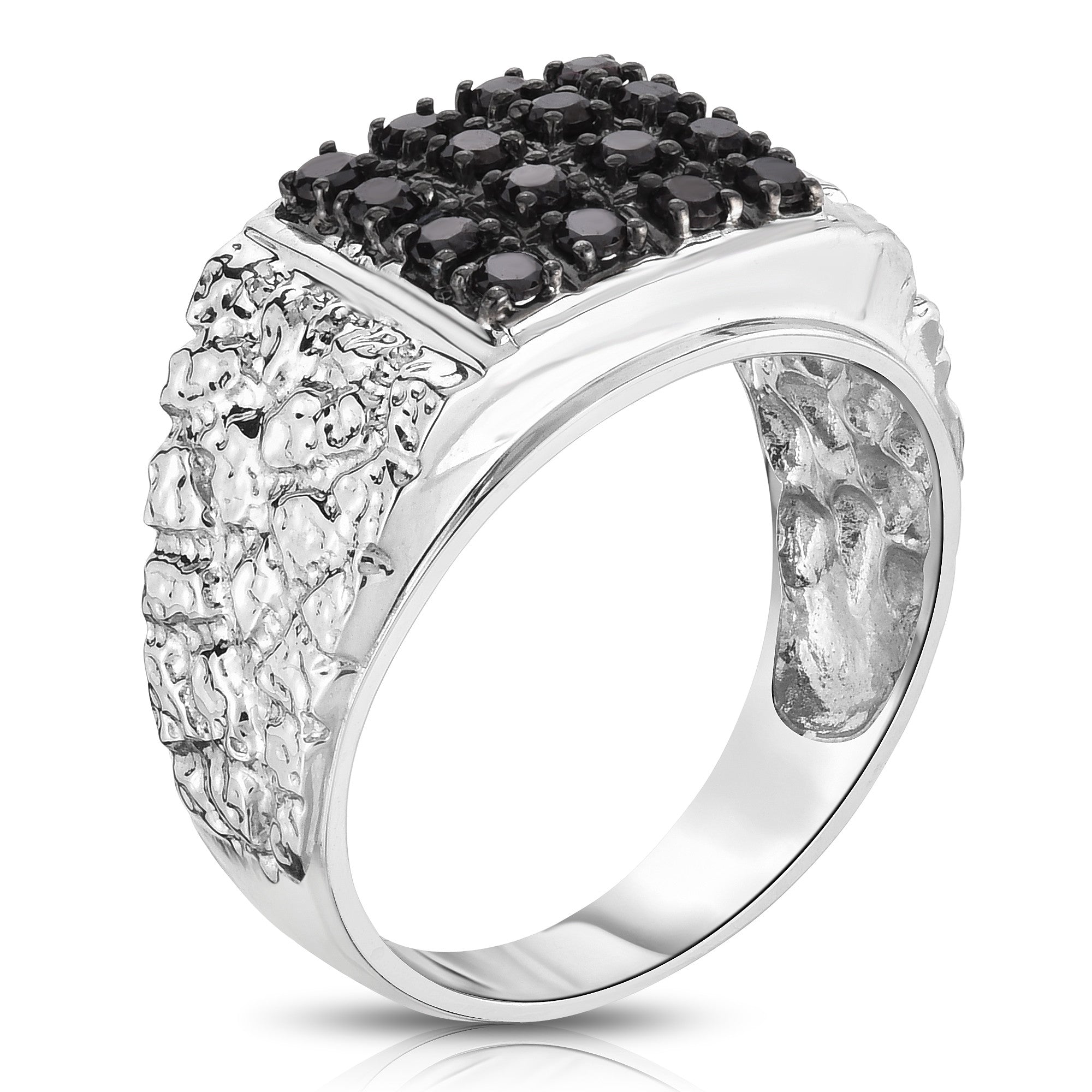 0.53Ct  Black Diamond Men's Ring in 14K White Gold