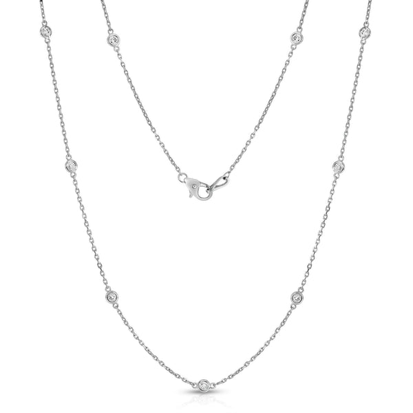 14K Gold 10 Station Diamond Necklace (1/2 Ct, G-H, SI2-I1), 18 Inches