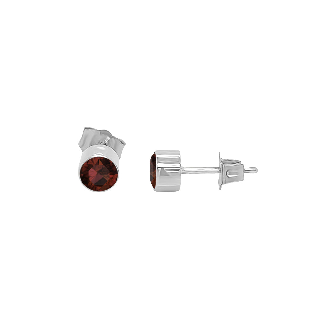 4MM Round Garnet Stud Earrings in 14K Gold