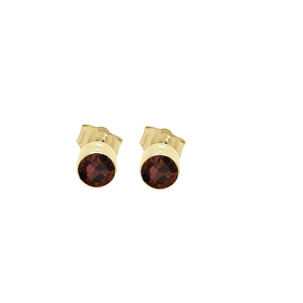 4MM Round Garnet Stud Earrings in 14K Gold