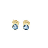 14K Gold London Blue Topaz Stud Earrings (4 MM; Round Cut; Bezel Setting)