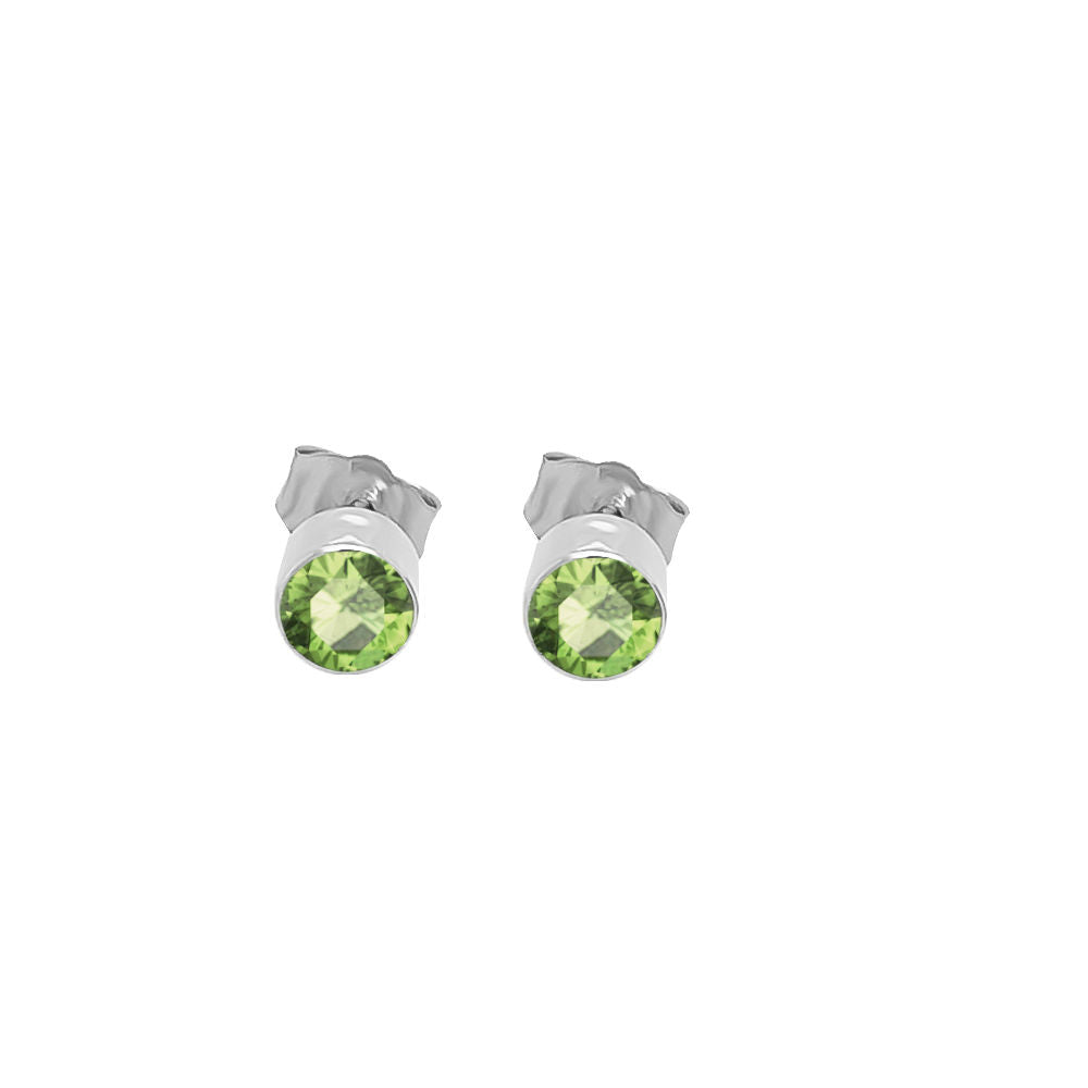 4MM Round Peridot Stud Earrings in 14K Gold