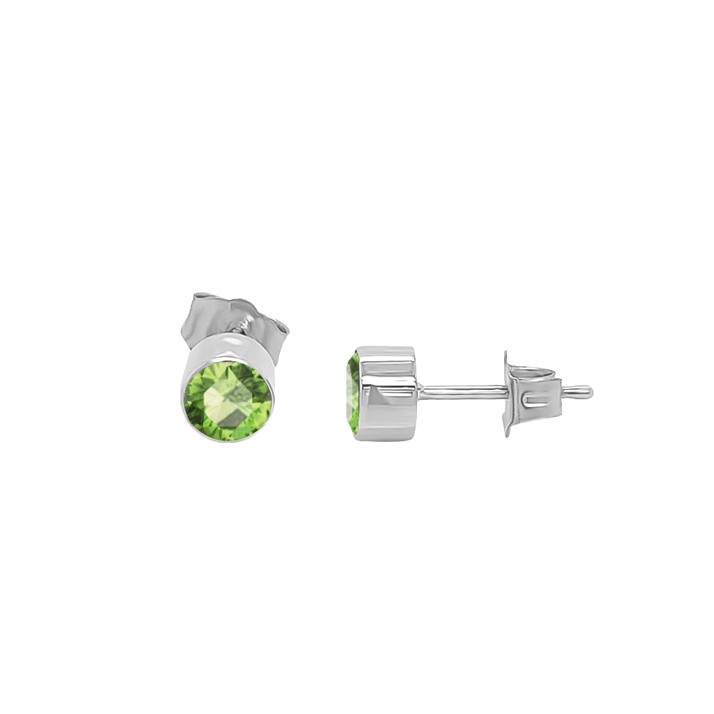 4MM Round Peridot Stud Earrings in 14K Gold