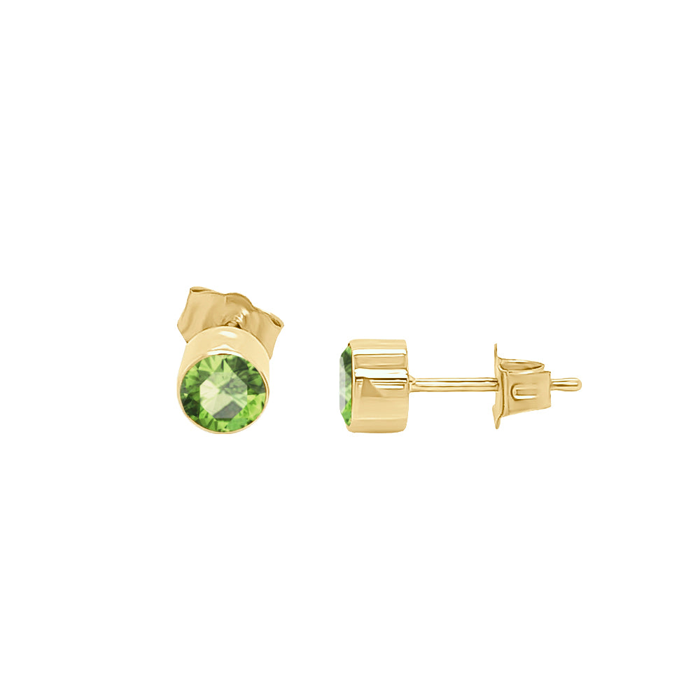 4MM Round Peridot Stud Earrings in 14K Gold