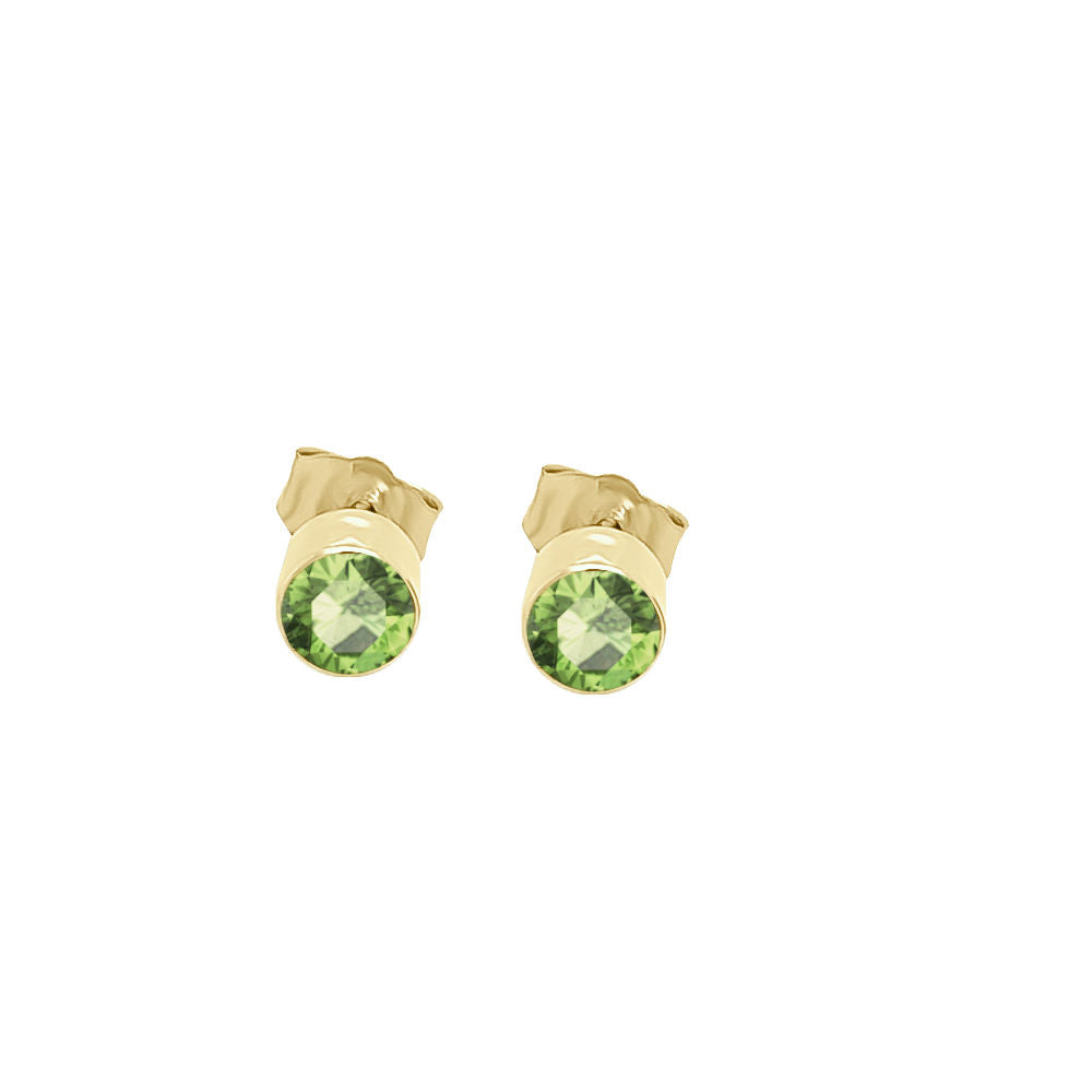 4MM Round Peridot Stud Earrings in 14K Gold