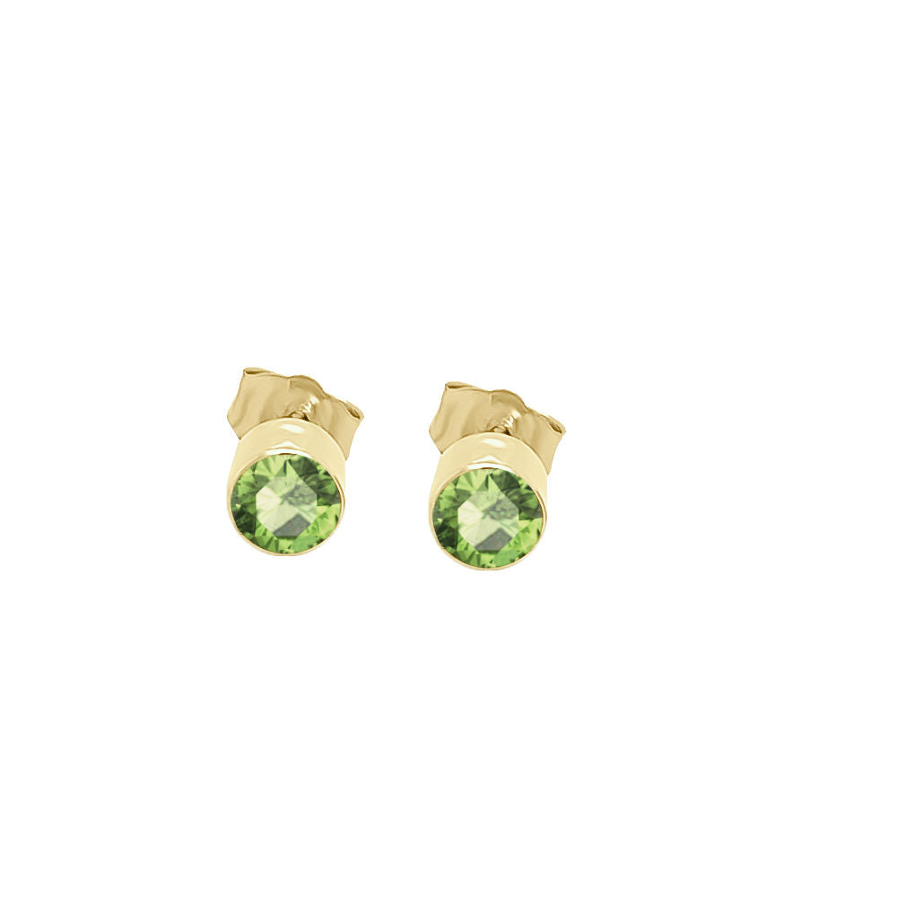 9ct Gold Peridot And Diamond Stud Earrings - 11mm - G0458 | F.Hinds  Jewellers