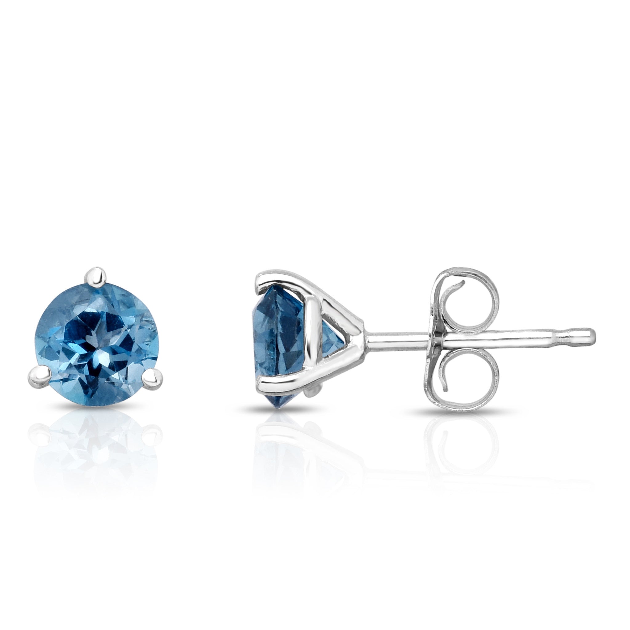 5MM Martini Round London Blue Topaz Stud Earrings in 14K Gold